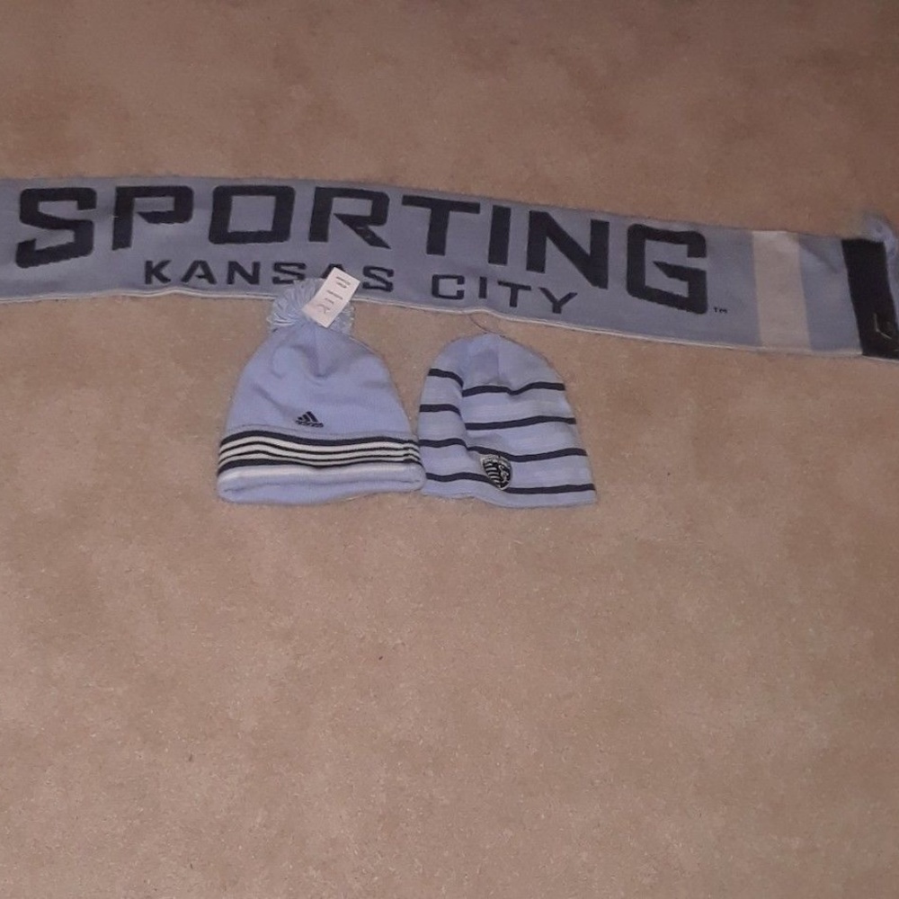 Adidas Sporting KC Winter Hat and Scarf Set of 3